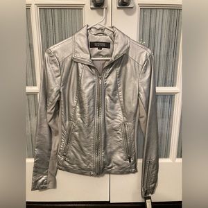 Kenneth Cole Reaction Faux Leather Silver Blazer, never worn